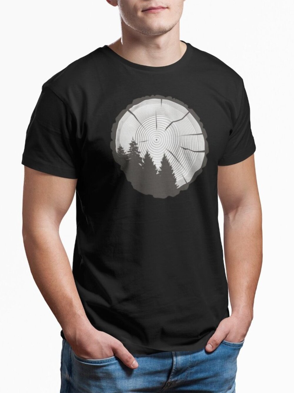 Tree Trunk Forest T-Shirt 🌲🪵 | Nature Graphic Tee for Men